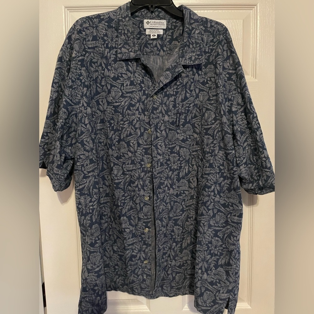 Blue Casual Button Down Shirt with floral Print